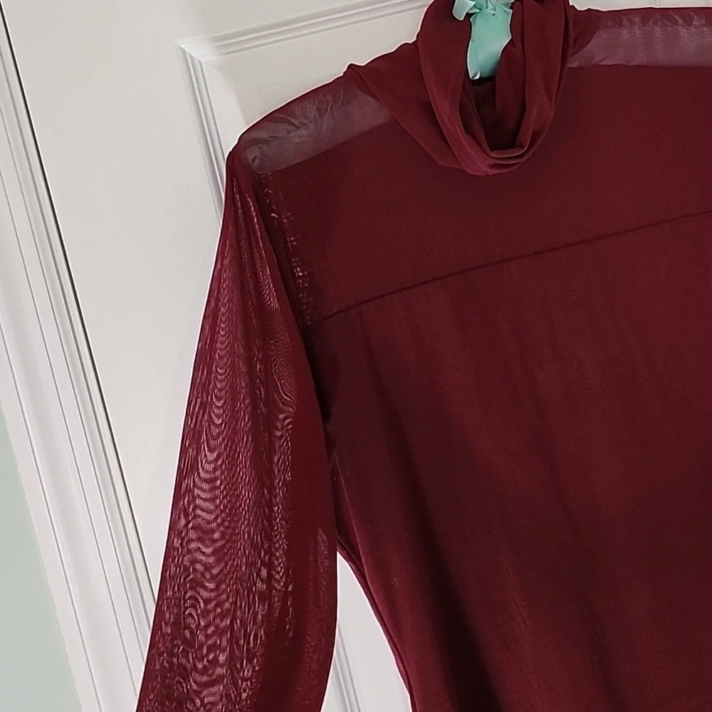 Patrizia Luca Burgundy Long Sleeve Blouse - Picture 2 of 9